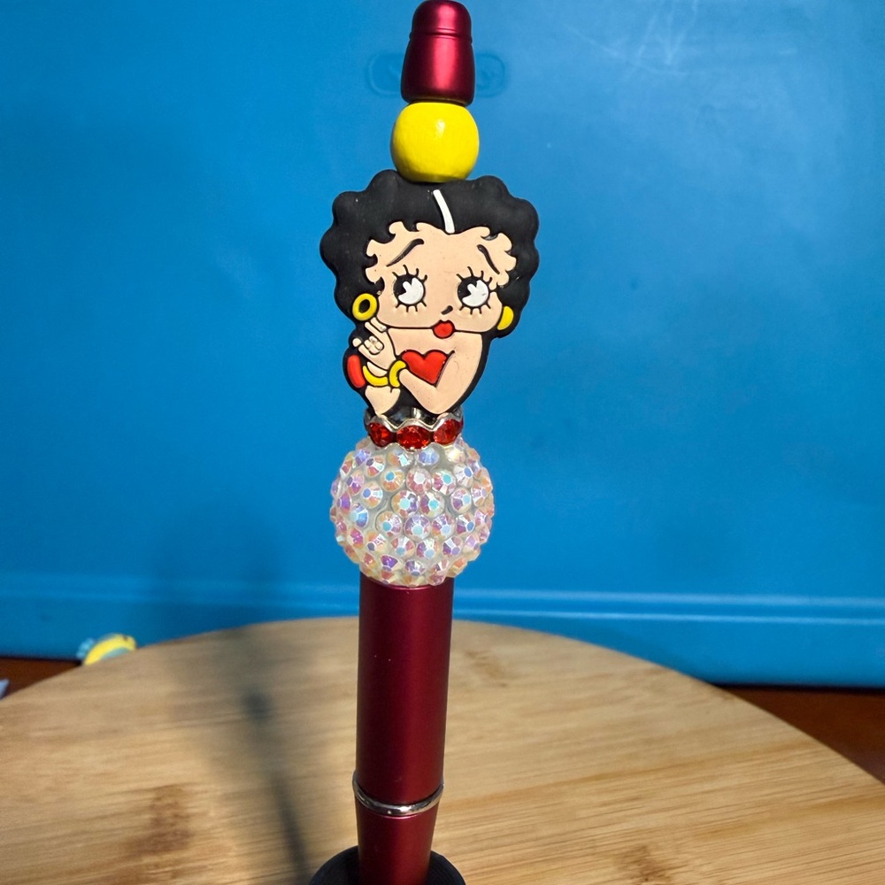 Betty Boop Decorative Red Ballpoint Pen with Rhinestone Accent